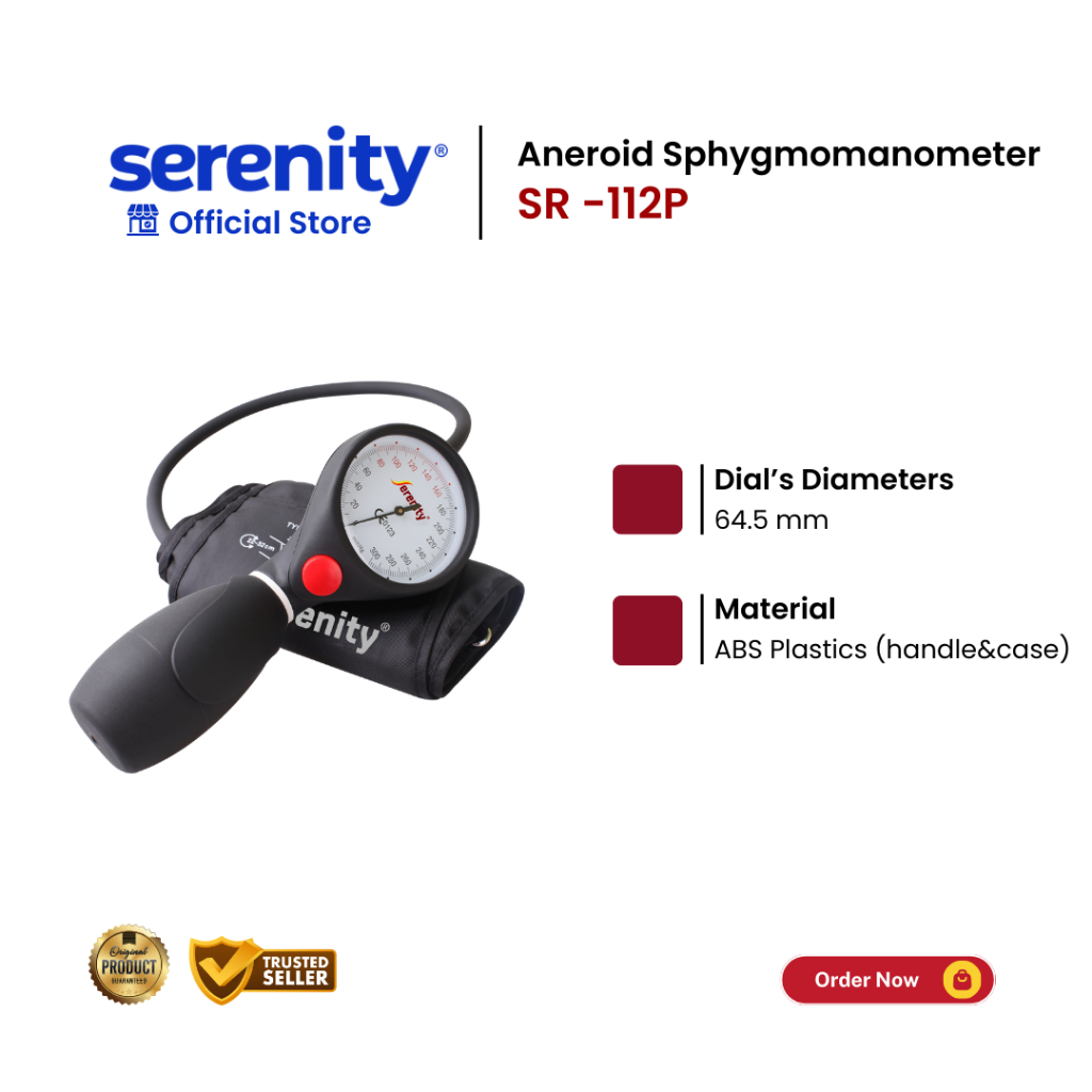 Serenity Tensi Meter Manual SR-112P | Alat Tensi Darah Manual Akurat | Aneroid Tensi Darah