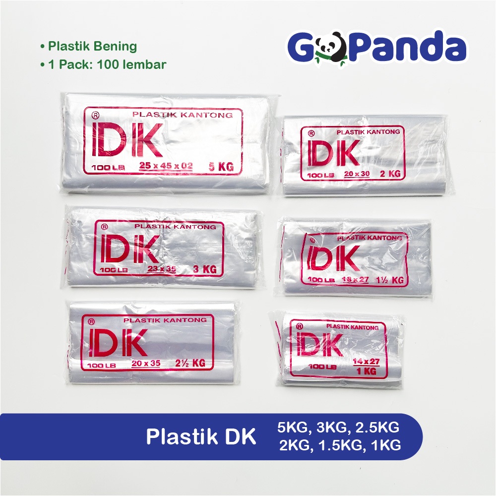 Kantong Plastik Bening DK Ukuran 5KG, 3KG, 2.5KG  2KG, 1.5KG, 1KG