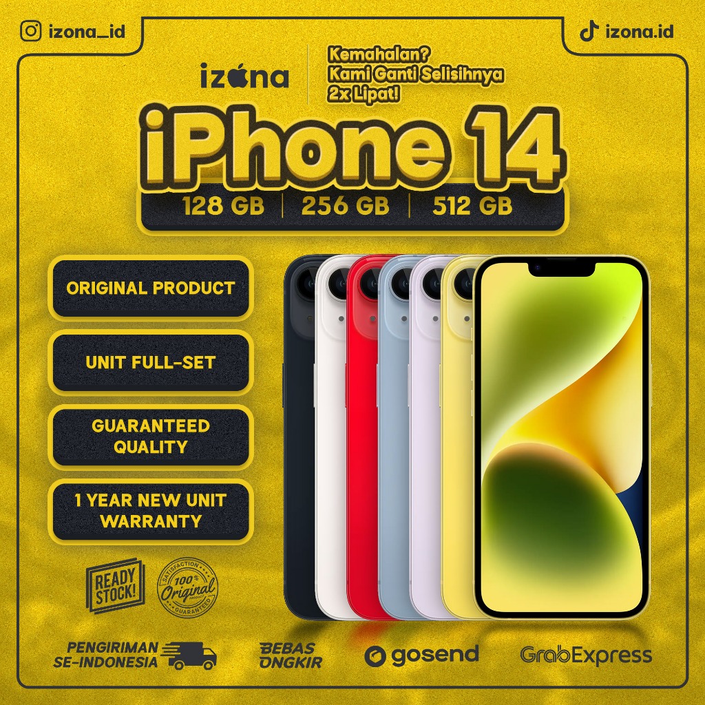 IPHONE 14 NEW 128GB 256GB GARANSI IBOX RESMI 12 BULAN SEGEL RESMI TERMURAH IZONA STORE