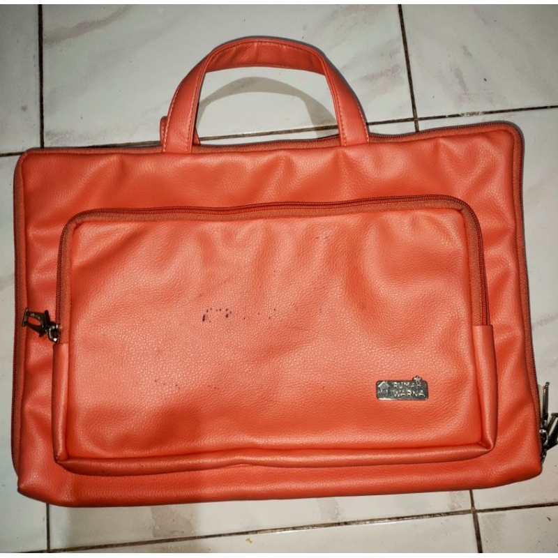 preloved Tas laptop orange lucu