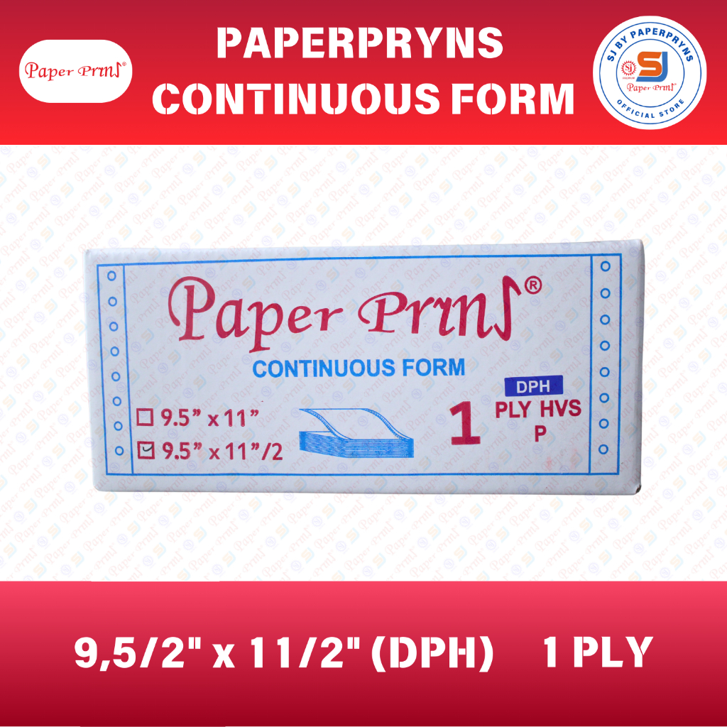 

PAPERPRYNS Continuous Form 9,5/2" × 11/2" (BAGI 4 DPH) - 1 PLY - HVS Sheets