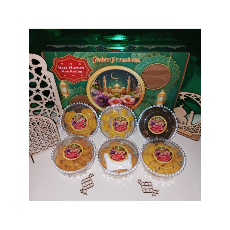 

PAKET KUE KERING LEBARAN SARI HARUM PREMIUM ISI 6 TOPLES HAMPERS IDUL FITRI
