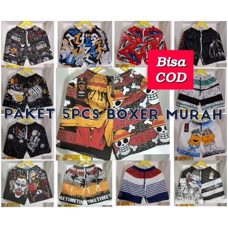 KODE X7W Paket Hemat 5 PCS Celana Boxer Karakter ori Boxer Surfing Celana Boxer Distro Karet Short a