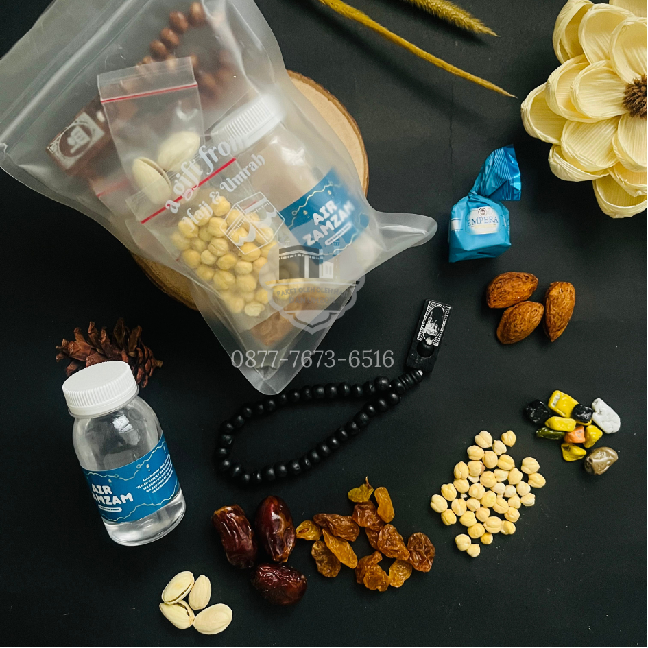 

Paket Pouch Burem Eksklusif Oleh Oleh Haji dan Umroh Bingkisan Gift from hajj Baitullah Zam Zam Kurma Kismis Kacang Arab premium grosir