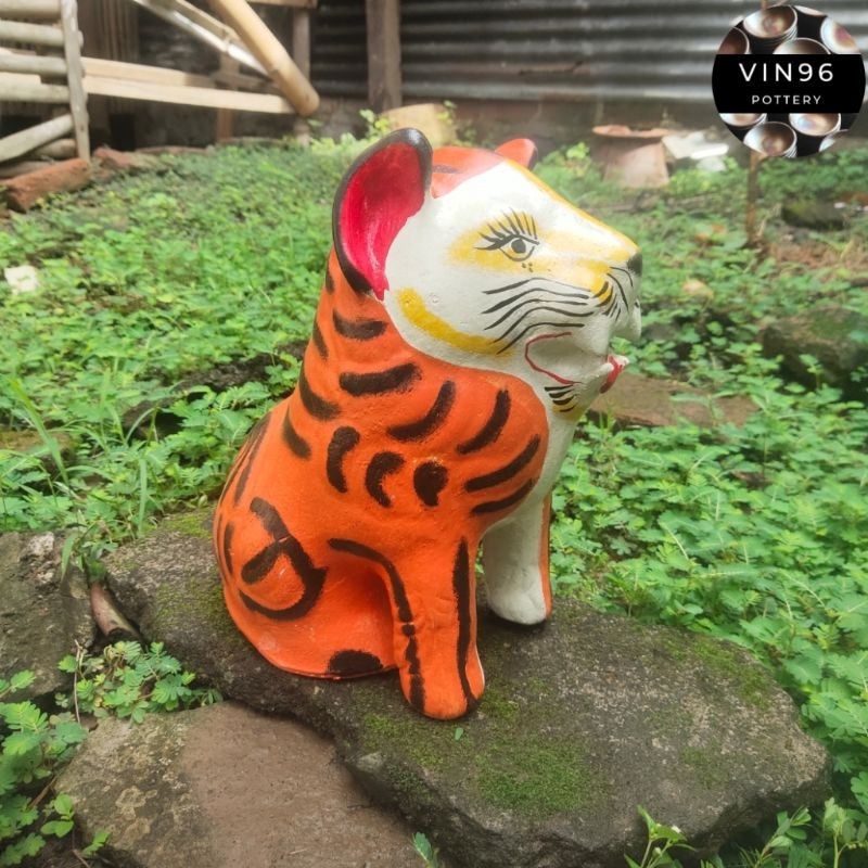 Celengan Harimau gerabah tanah liat(free packing)