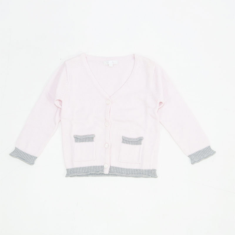 cribcot sweater cardigan anak knit wear - Long Sleeves 2 Pocket Girl