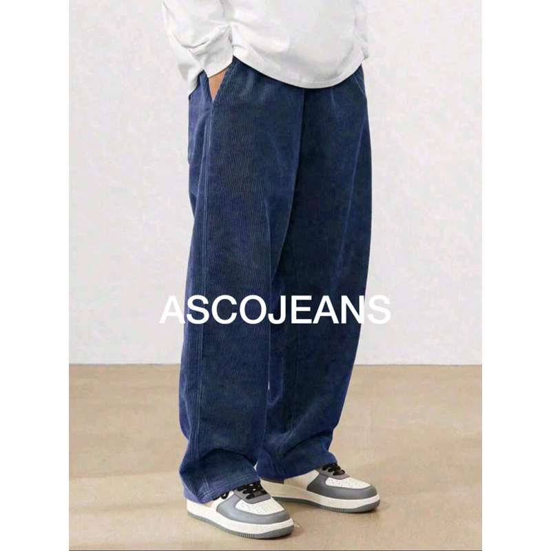 celana corduroy pria oversize-celana gombrang pria