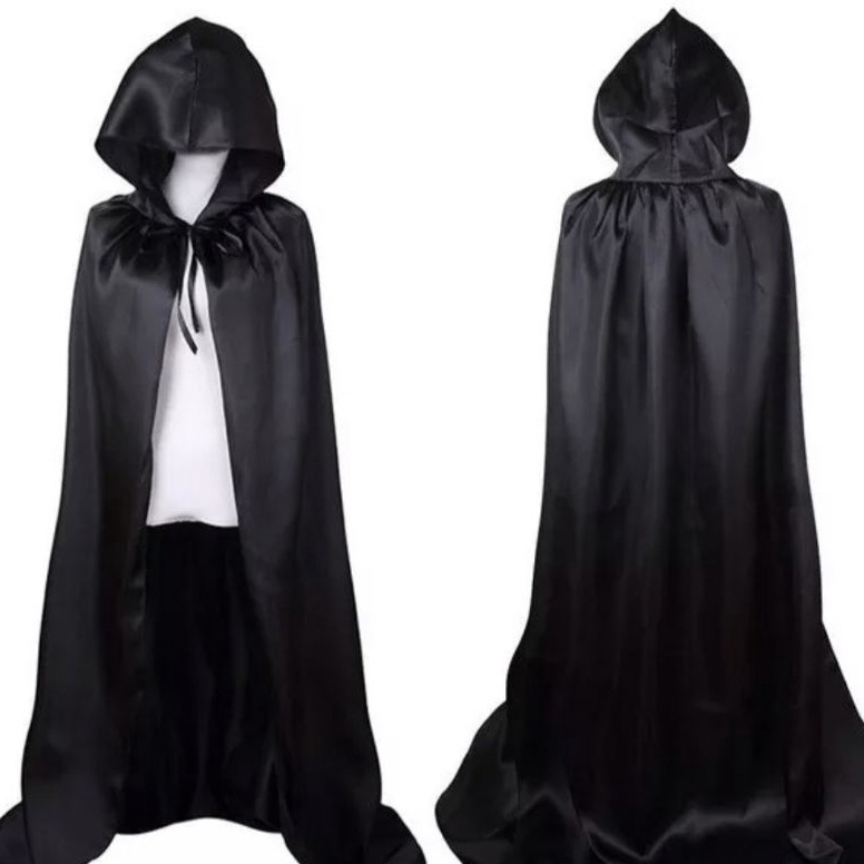 KODE E74B Halloween Cosplay  Jubah Cosplay Death Jubah Hitam PLUS Hoodie  Penutup Kepala
