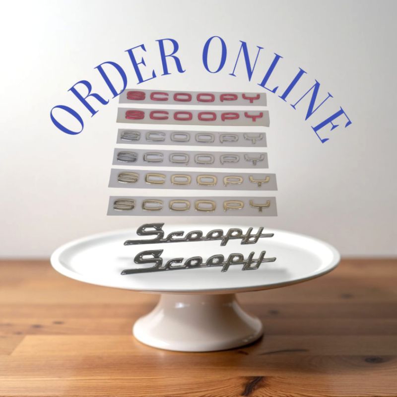 emblem timbul Chrom Scoopy/emblem timbul tulisan Scoopy merah/emblem timbul gold Scoopy/emblem scoop