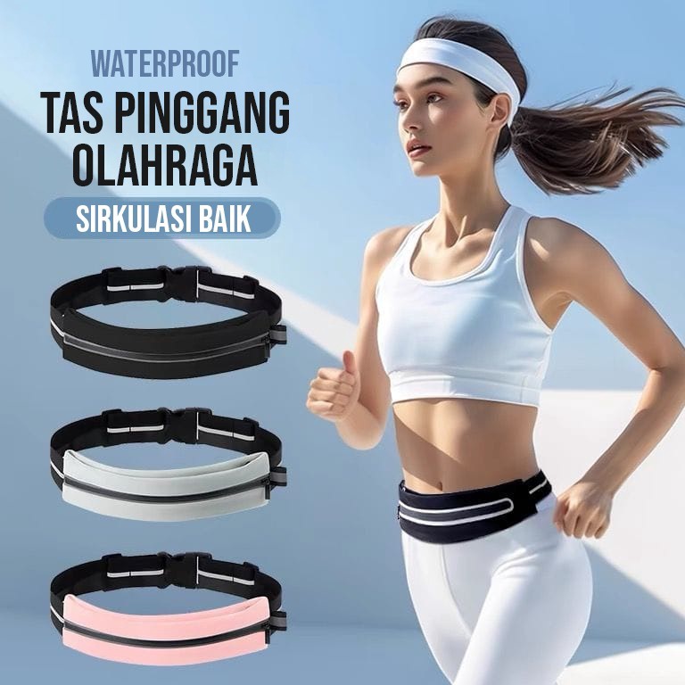 KODE P18C BBAK Waistbag Waterproof Tas Pinggang Olahraga Wanita Pria Ringan Bahan Anti Air Kulit Ber
