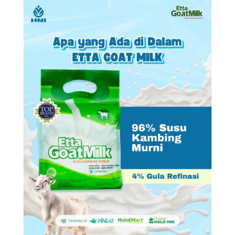 

Etta Goat Milk hpai/susu kambing premium/cegahosteoporosis/tinggi kalsium/susu premium
