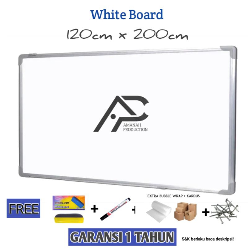 

Papapn Tulis / Whiteboard Uk 120cm x 200cm Tebal 12mm