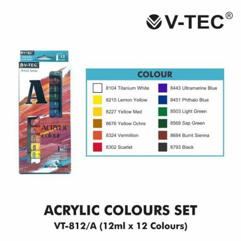 

V-Tec V tec acrylic paint cat akrilik set 18 12 warna color 6 12 ml