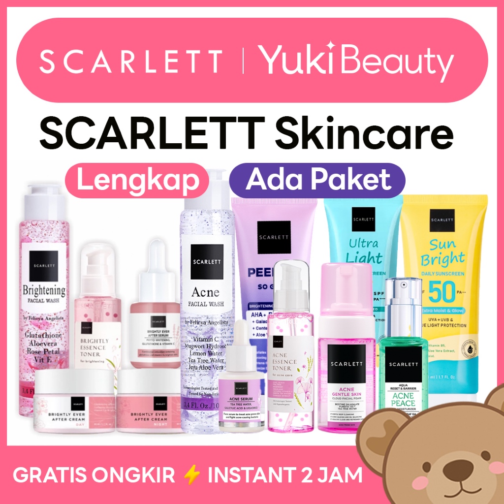 YUKI Manado • SCARLETT Whitening Paket Skincare Brightening, Acne, Peeling, Glowing