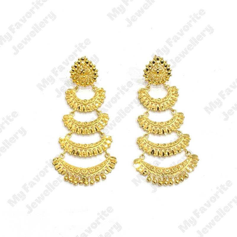 Giwang Anting Model Rumbai Panjang (Emas Asli Kadar 700)