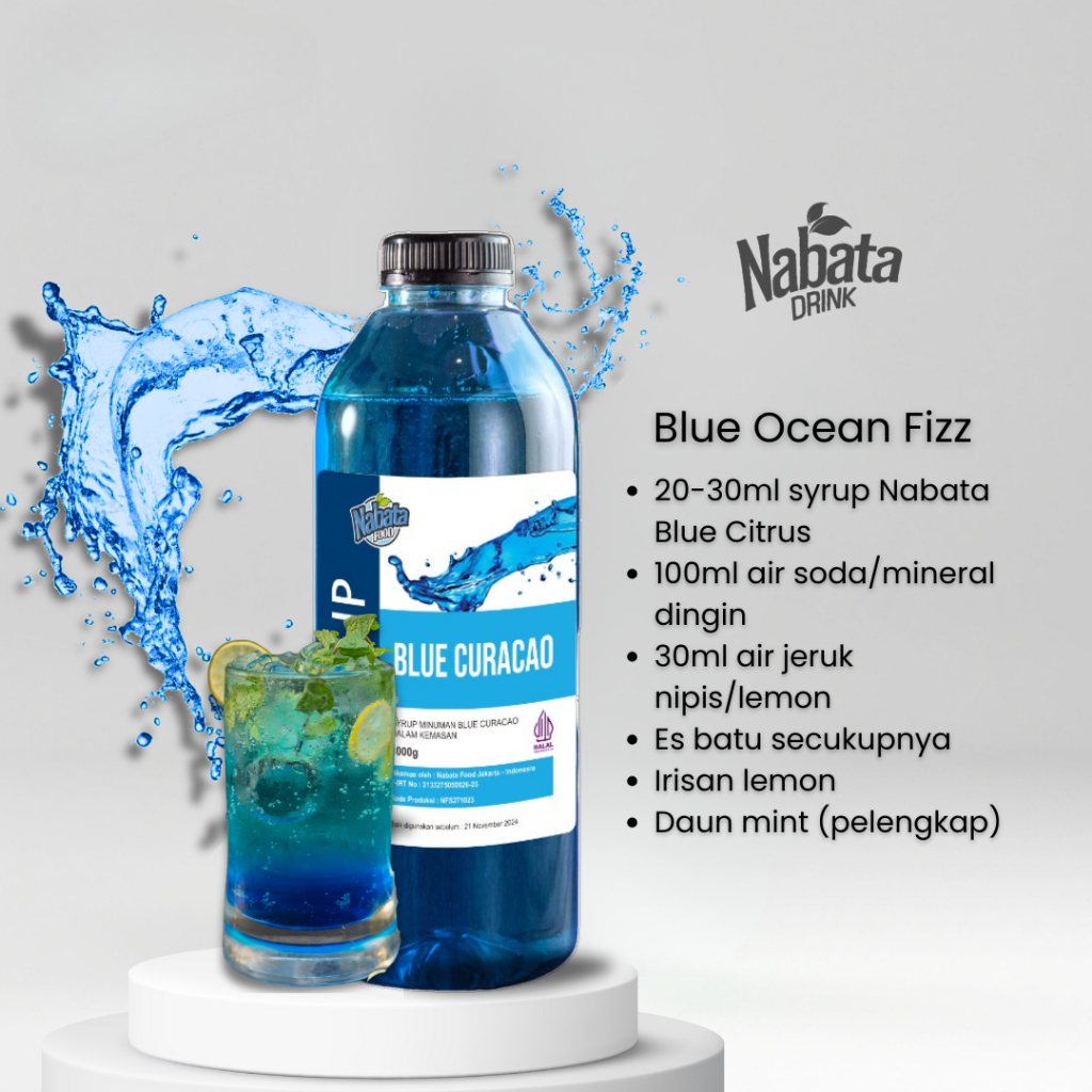 

Ay00! Sirup Blue Curacao 1 liter Nabata Drink Halal - Syrup Bluecuracao 1000 ml Halal