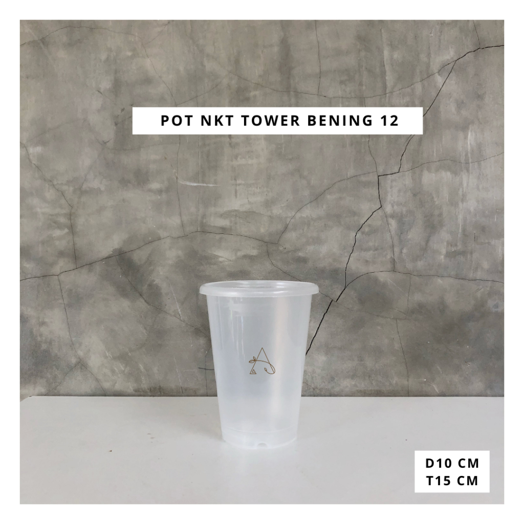 Pot NKT Tower Bening 12 | Pot Plastik Bening | Pot Tanaman Hias | Pot Bunga