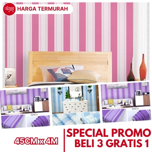 PAKET PROMO Wallpaper Dinding Kamar Walpaper Dinding Ruang Tamu Motif Salur Walpeper Dinding Biru