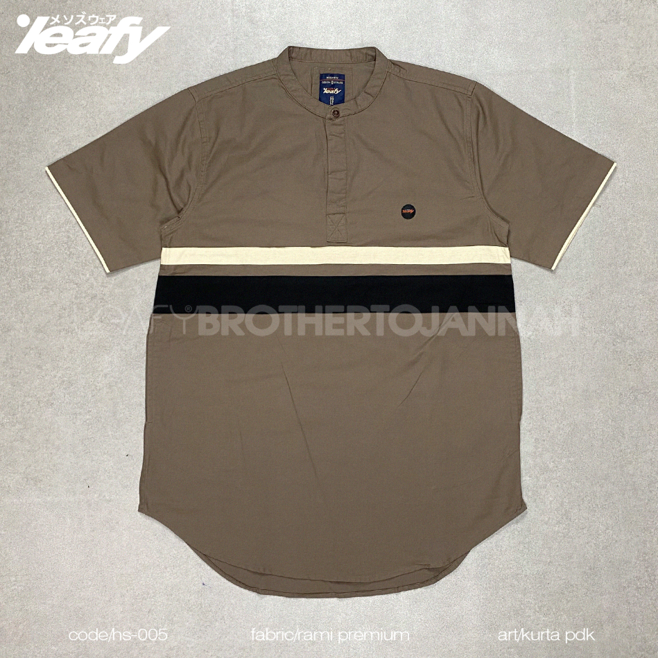 LEAFY HS-005 | BAJU KOKO PRIA KURTA LENGAN PENDEK | BAHAN BABY CANVAS lengan pendek panjang