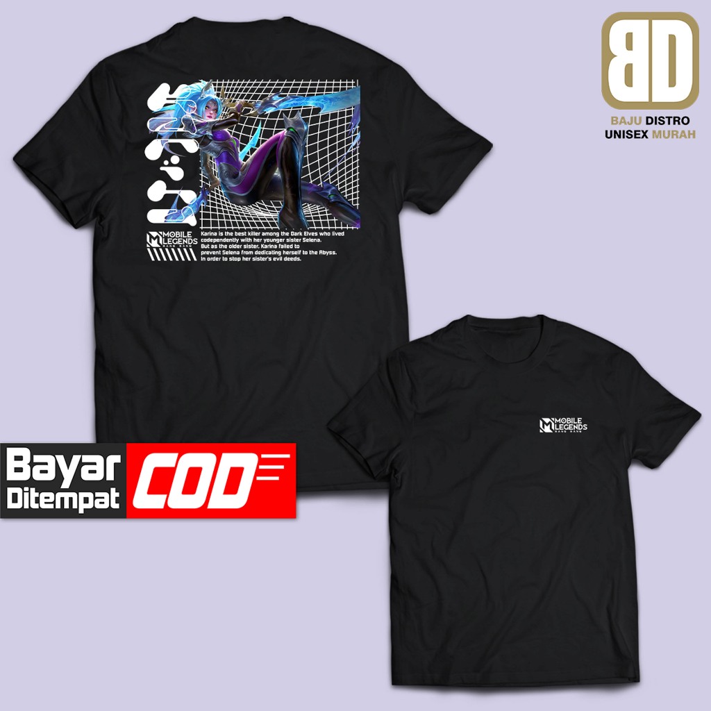 Kaos KARINA HERO MLBB MOBILE LEGEND DB Distro Pria/Wanita Dewasa Baju Atasan Unisex Premium Murah
