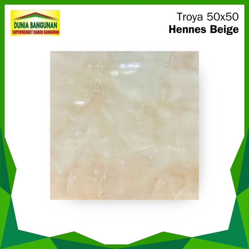 Keramik Lantai 50x50 Troya Hermes Beige Keramik Glossy / Keramik Lantai Ruang Tamu / Keramik Cream M