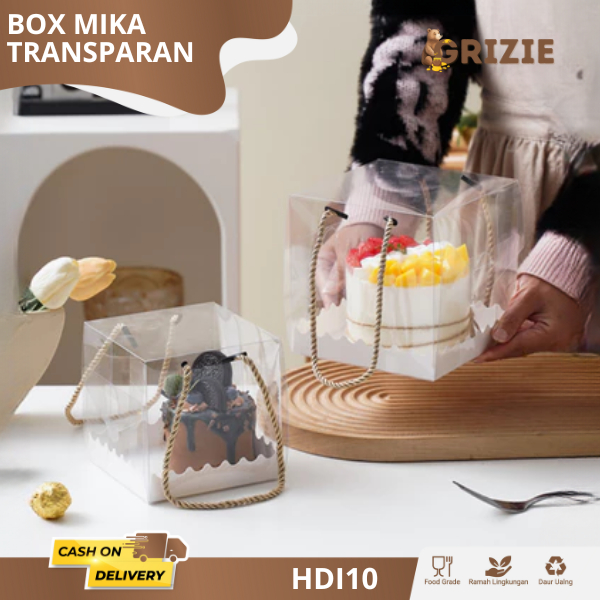 

Kotak Mika Tali / Box Mika Transparan / Mika Kue / Kotak Mika Transparan / Box Hampers / Box Mika Tali / Box Cake Handle Tali / Box Box Mika Handle HDI10