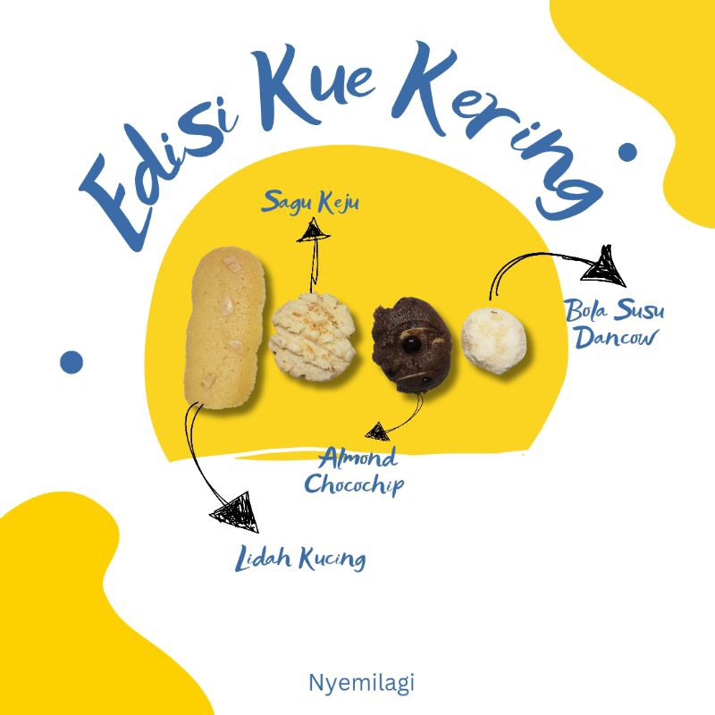 

ANEKA KUE KERING | KUE LEBARAN | COOKIES | Lidah Kucing, Sagu Keju, Almond Chocochip, Bola Susu Dancow, Kue Semprit | Homemade | nyemilagi