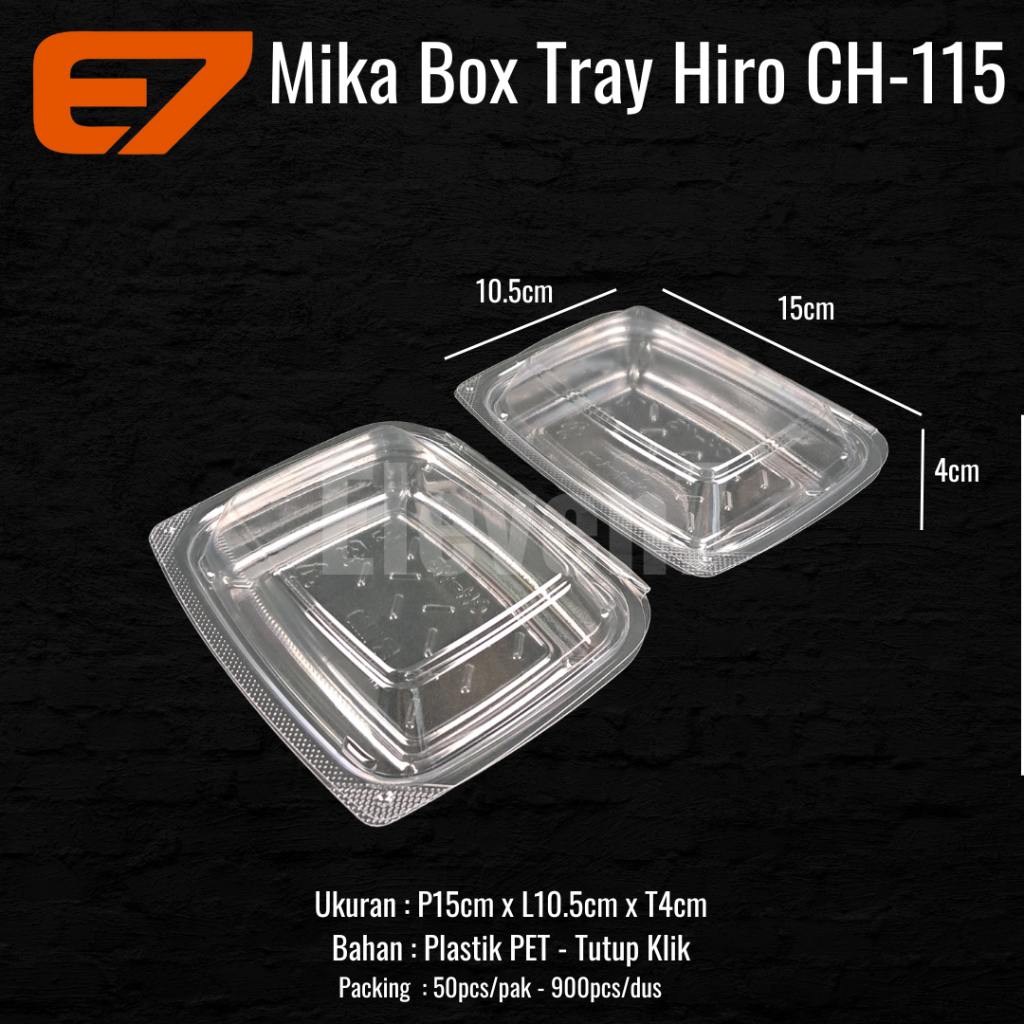 MIKA BOX TRAY HIRO CH-115 MIKA LUNCH BOX KOTAK PLASTIK (50PCS)