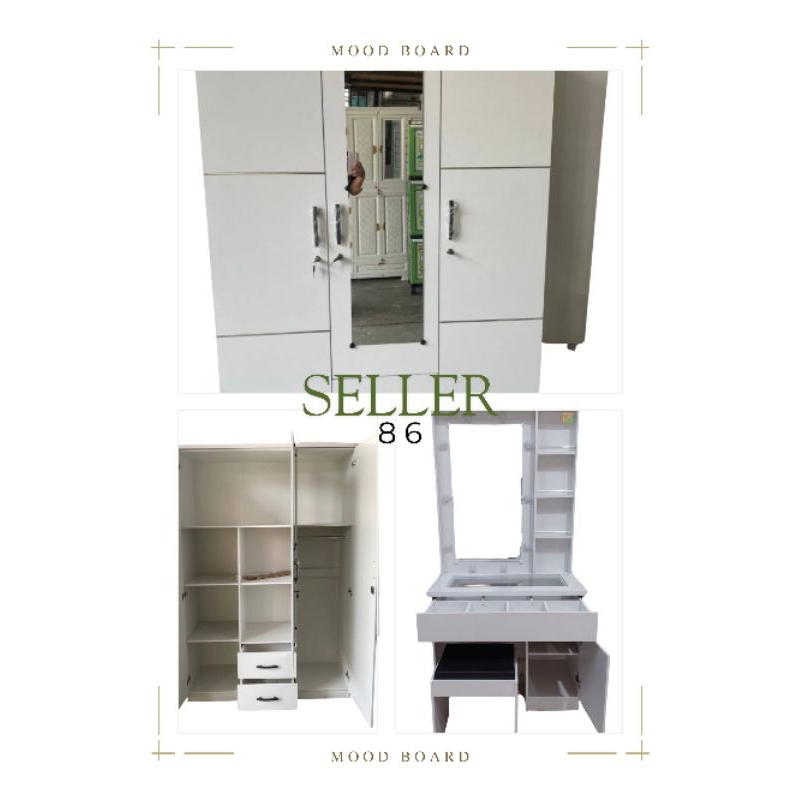 SET LEMARI DAN MEJA RIAS PUTIH / PAKET HEMAT LEMARI 3 PINTU PUTIH & MEJA RIAS KACA GESER Bandung