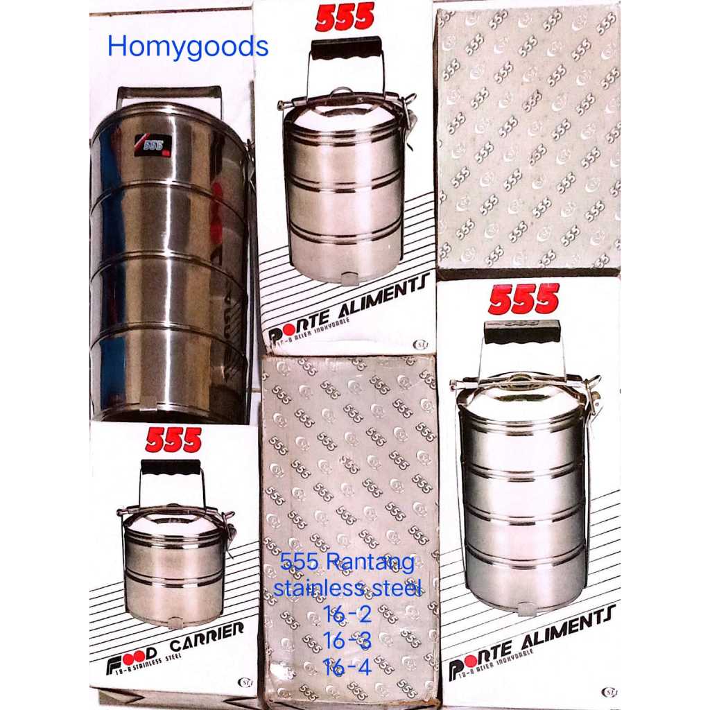 High Quality 555 RANTANG STAINLESS STEEL KUNCI JEPIT THAI FOOD CARRIER 16cmx2, 16cmx3, 16cmx4 susun
