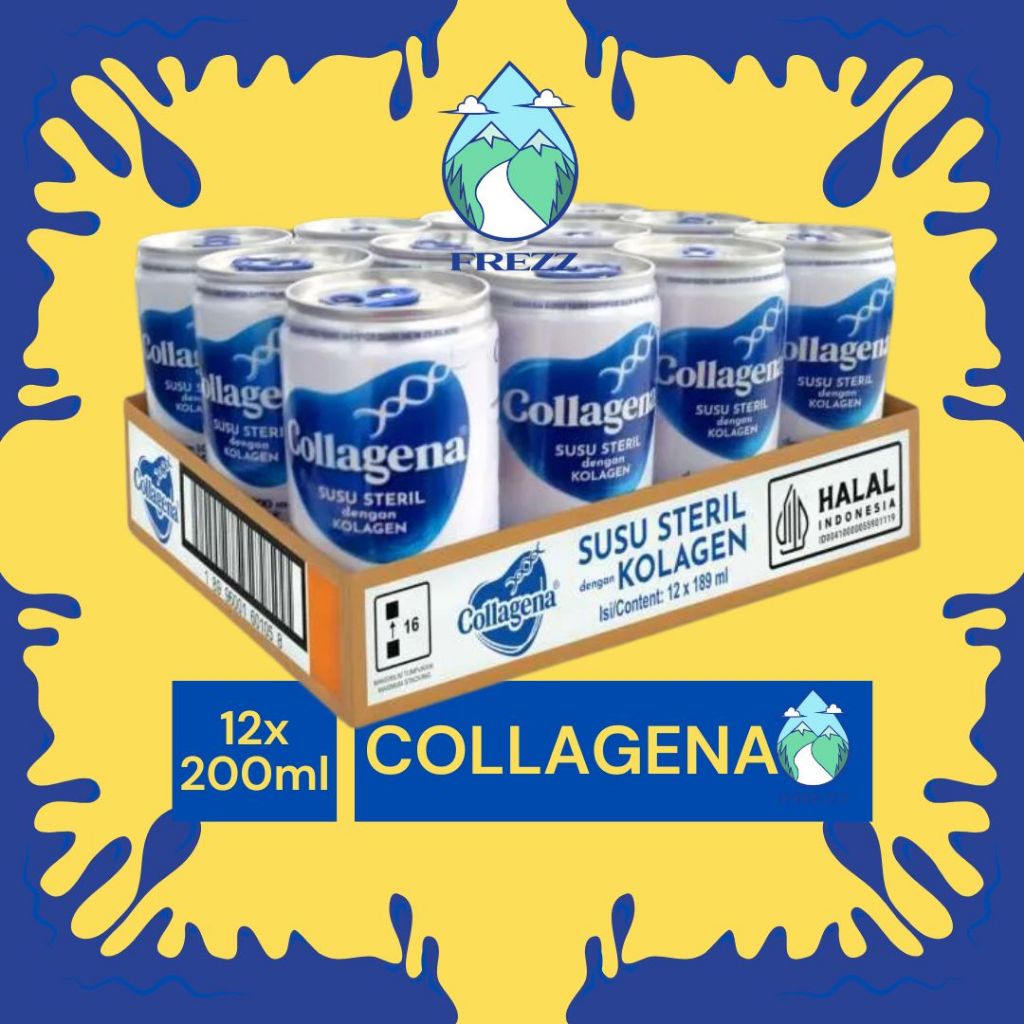 

(INSTANT) COLLAGENA SUSU STERIL+ KOLAGEN Dus 200ml Isi 12 KALENG Per PACKS - READY Air Minum Kemasan Botol Minuman Kardus