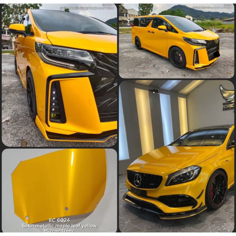 STIKER MOBIL WRAPPING PREMIUM SATIN METALLIC MAPLE LEAF YELLOW