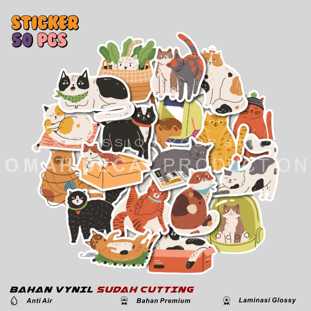 

STICKER PACK KUCING LUCU WATERPROOF STIKER AESTHETIC UNTUK LAPTOP CASE HP HELM STICKER CASE