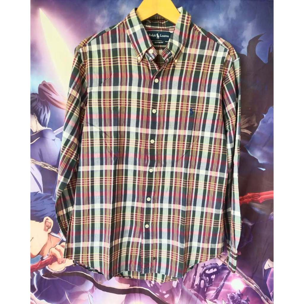 Polo Ralph Lauren Three Tone Custom Fit Plaid Flanel Shirt Kemeja Original Second Merch Japan Korea 