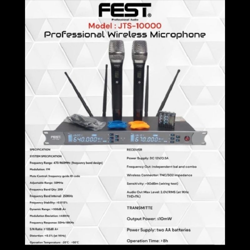 Mic wireless Fest jts10000 original microphone jts 10000
