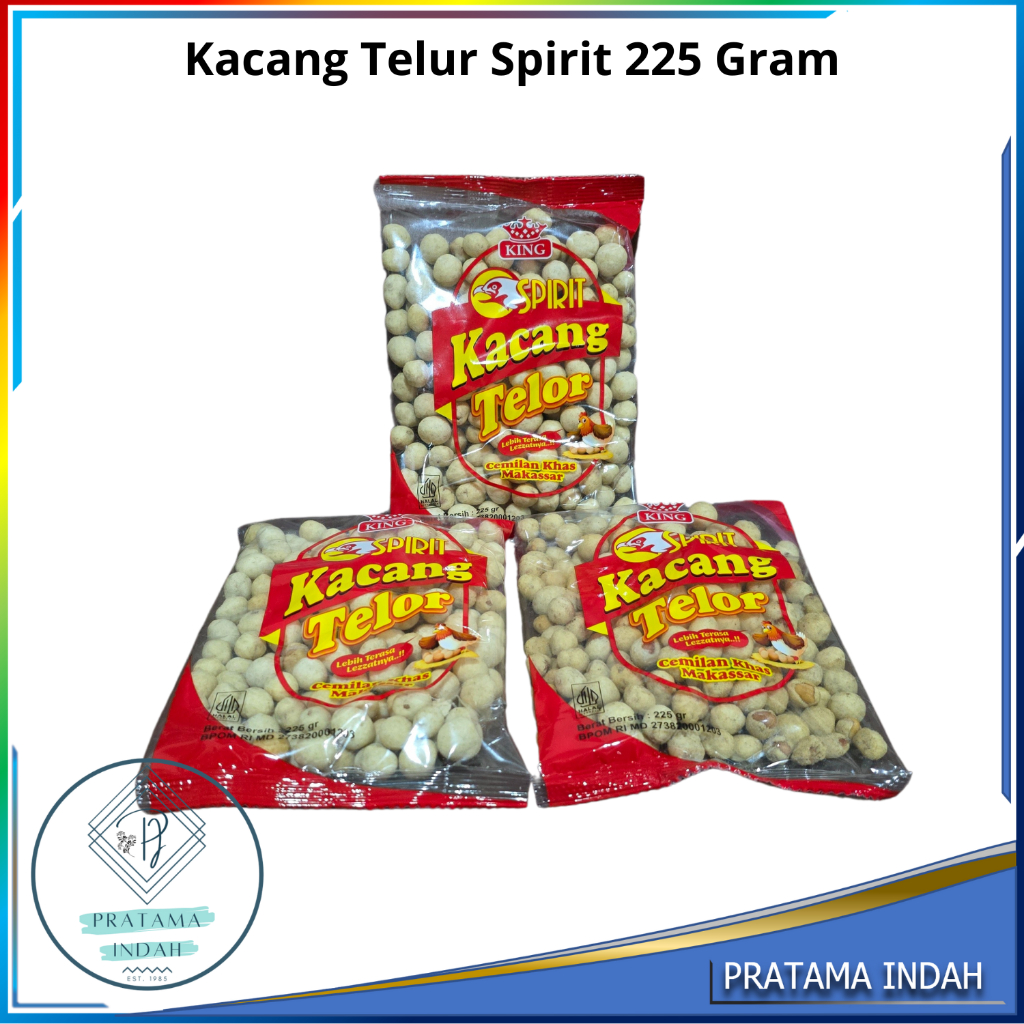 

Kacang Telur Spirit 225 Gram , Kacang Telor Cemilan Khas Makassar Grosir Eceran