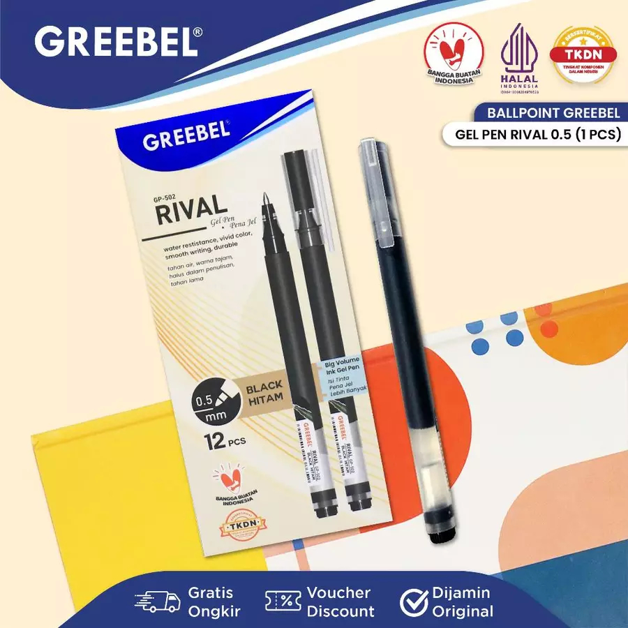 

TBMO PACK GREEBEL GEL PEN RIVAL 0.5 BLACK GP-502 @12PCS GB