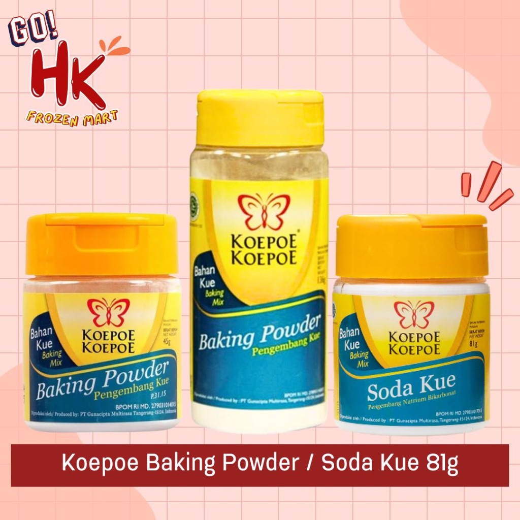 

Koepoe Kupu Baking Powder 45g 136g / Soda Kue 81gr | bahan pengembang kue HK FROZEN