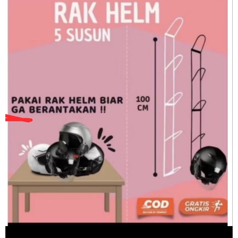 rak helm dinding besi ,gantung besi helm dinding 5 susun