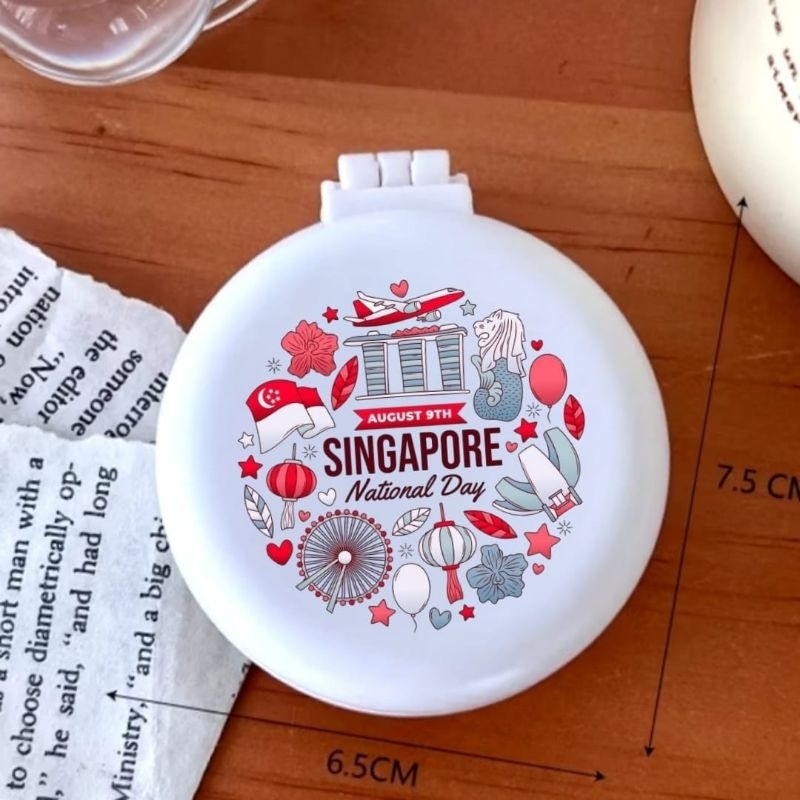 Sisir rambut kaca portable sisir cermin praktis lucu unik bisa custom souvenir oleh-oleh singapore m