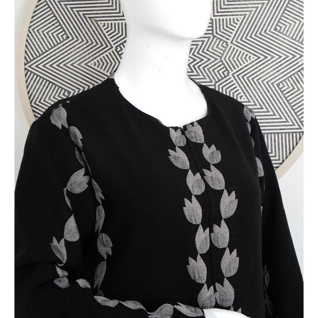 Vulana - Gamis Jetblack Tenun Spesial Rayya