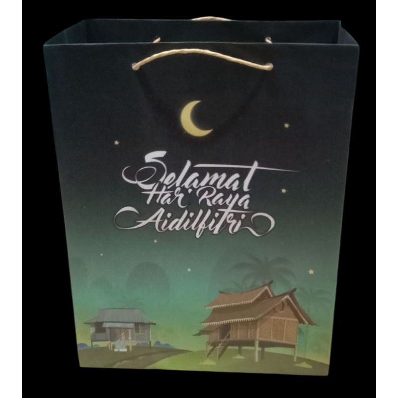 

Paperbag selamat hari raya warna gradasi ukuran 26x13x33