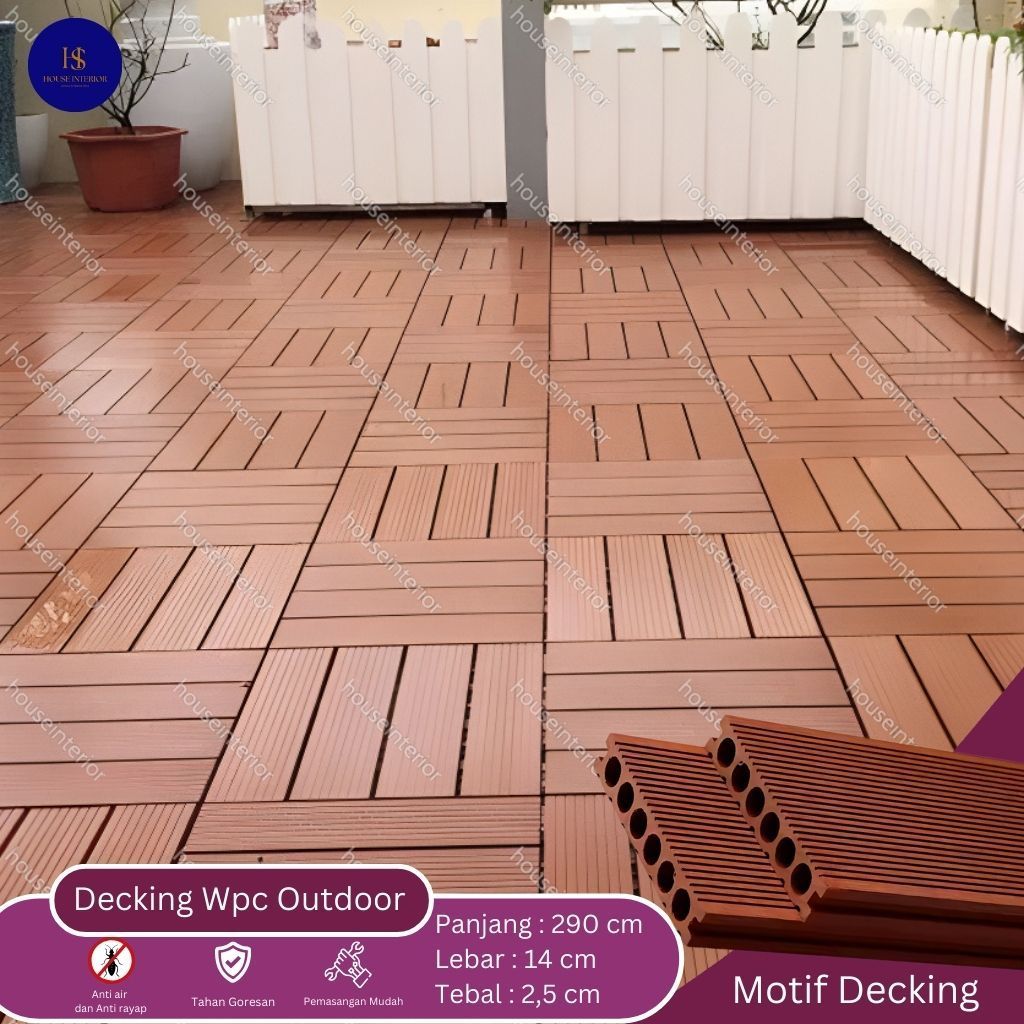 LANTAI WPC DECKING WPC FLOORING Lantai Kayu Decking Tile Outdoor Lantai Decking WPC Outdoor WPC