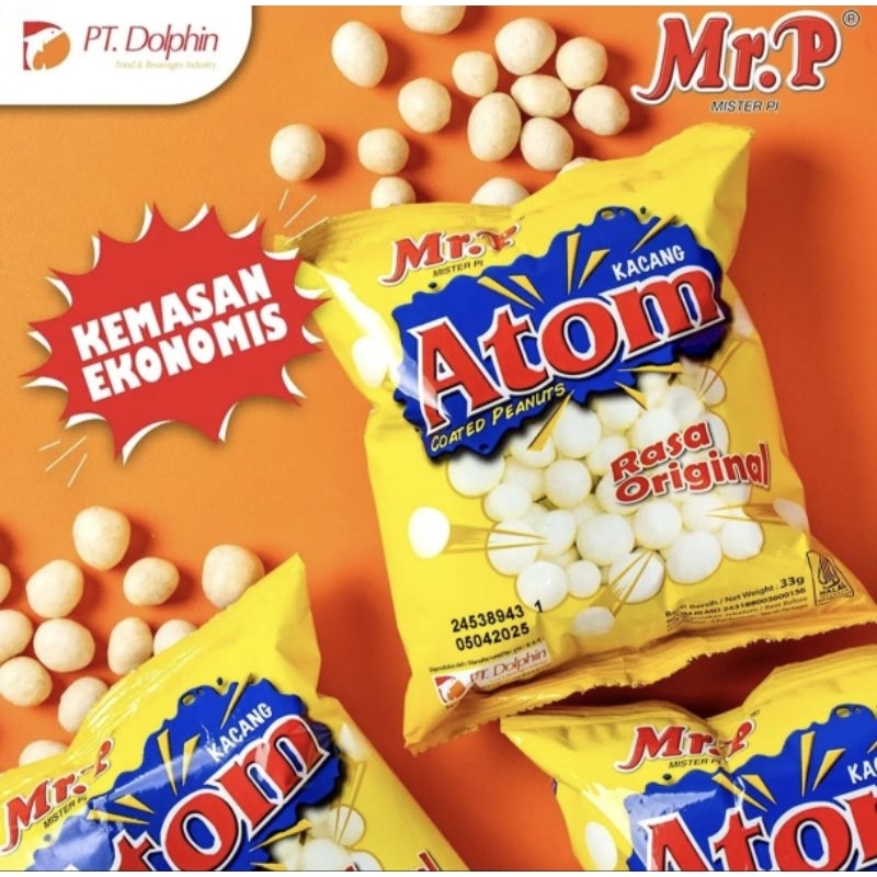 

Mr. P Kacang Atom Coated Peanuts MISTER PI Panggang Rasa Original 33gr