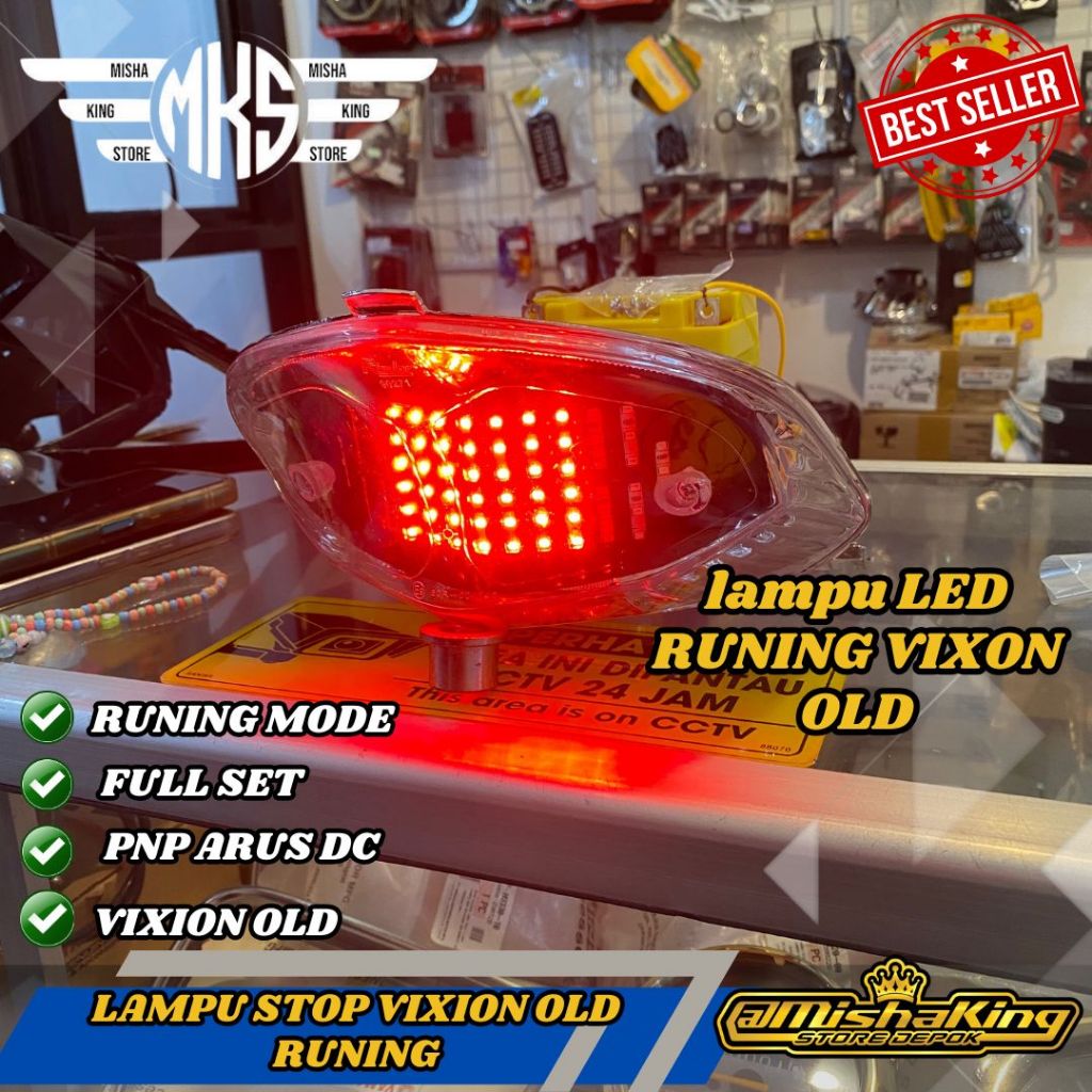 Lampu belakang vixion old runing led full set mika bening