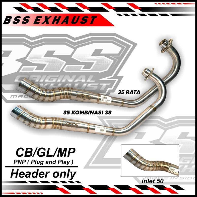 Knalpot BSS CB GL MP Tiger Header Only Original BSS