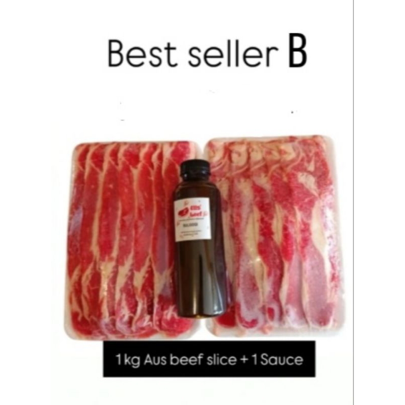 

BEST SELLER B - daging slice 1 kg + sauce, Sukiyaki BBQ grill