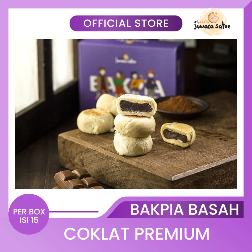

BAKPIA JUWARA SATOE Bakpia Basah Coklat isi 15 Pcs - Oleh Oleh Khas Jogja
