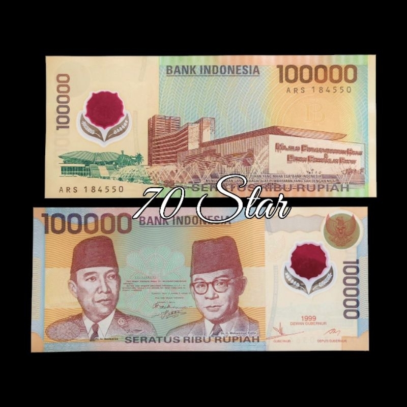 uang kuno 100.000 Rupiah Polymer 1999
