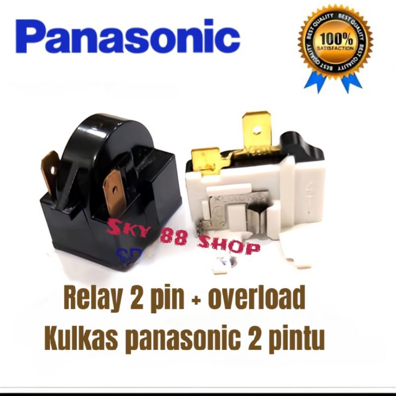 RELAY PTC 2 PIN ( 1 KIRI 1 KANAN ) + OVERLOAD KULKAS PANASONIC 2 PINTU / 1 SET / HIGH QUALITY